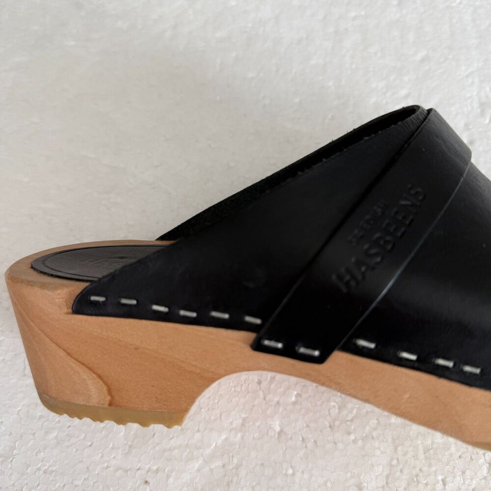 Size 7.5 - New Swedish Hasbeens Swedish Husband Clog Size 38 Women Black - Picture 9 of 11